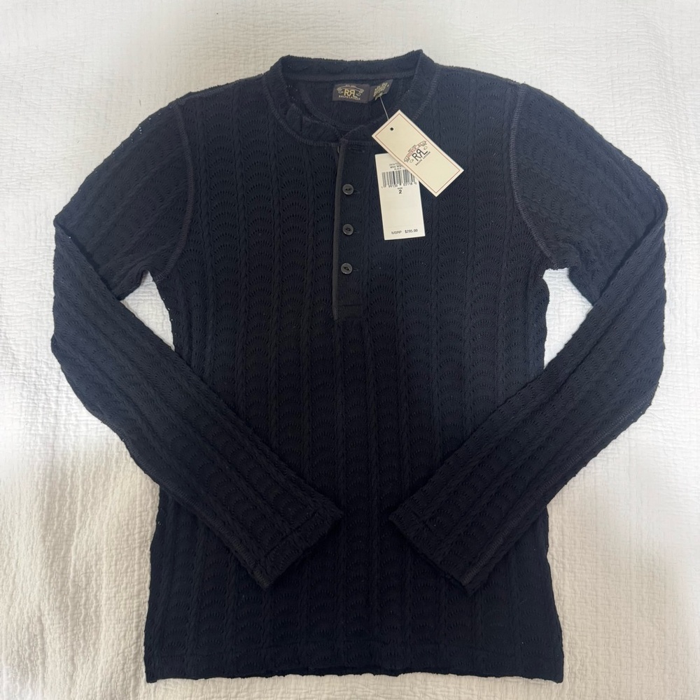Ralph Lauren RRL lace knit Henley sweater